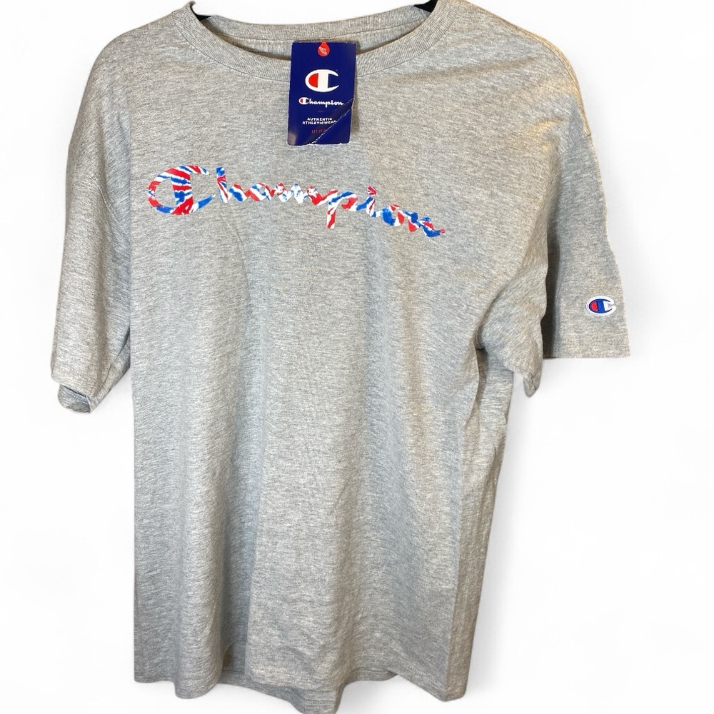 Champion Oxford Gray Graphic Tee Medium NWT Classic Athletic Logo
